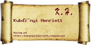 Kubányi Henriett névjegykártya