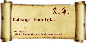 Kubányi Henriett névjegykártya